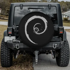 Debian logo spiral minimalist spare tire cover for Jeep Cherokee with camera hole