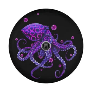 Design of Deep Sea Kraken Octopus with Pink Rings for spare tire cover