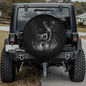 Deer forest trees nature animals spare tire cover with backup camera hole for Jeep RV