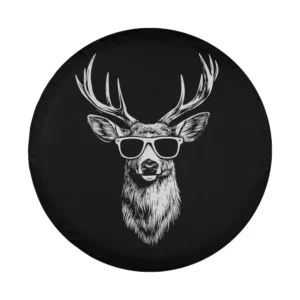 Deer in sunglasses hand-drawn wildlife spare tire cover design illustration