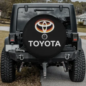 degraded gradient toyota logo big chest spare tire cover with camera hole for Land Rover Defender