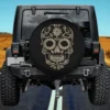 Desert camo sugar skull floral motorhome spare tire cover with no camera hole