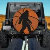 Distressed basketball bigfoot 80s minimalist spare tire cover with no camera hole for Land Rover Defender