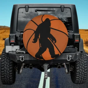 Distressed basketball bigfoot 80s minimalist spare tire cover with no camera hole for Land Rover Defender