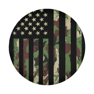 Distressed camouflage USA flag patriotic design for spare tire cover