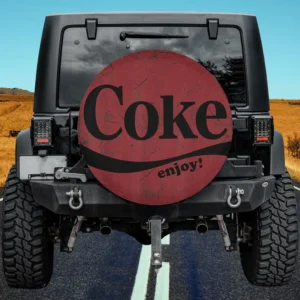 distressed coke enjoy logo vintage spare tire cover no camera hole for Jeep Gladiator