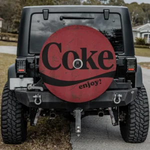 distressed coke enjoy logo vintage spare tire cover with camera hole for Jeep Gladiator