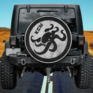 Distressed Kanji Circle Octopus Logo Spare Tire Cover No Camera Hole