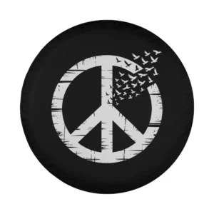 distressed peace symbol flying birds activist design minimalist hippie art