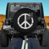 distressed peace symbol flying birds activist spare tire cover no camera hole