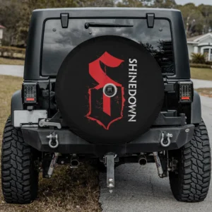 Distressed red S emblem vertical Shinedown spare tire cover with camera hole for Honda HRV