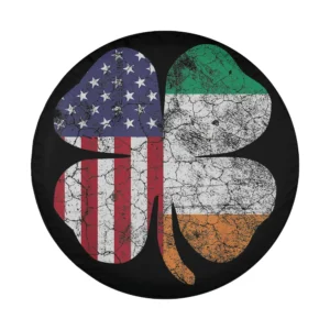 Distressed shamrock American Ireland flag St. Patrick's Day tire cover design only