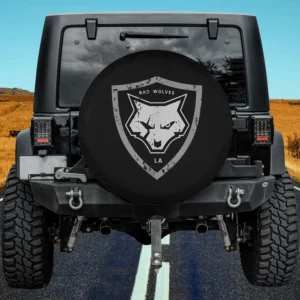 distressed shield wolf head logo spare tire cover no camera hole for Jeep