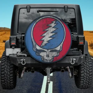 Distressed Steal Your Face skull vintage band spare tire cover no camera hole for Ford Bronco