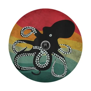 distressed vintage rainbow octopus silhouette design for spare tire cover