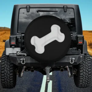 white dog bone black minimalist dog spare tire cover no camera hole