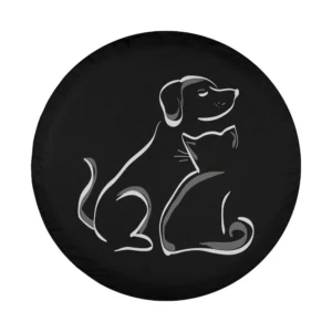 Minimalist dog and cat friendship silhouette line art design only