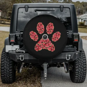 Spare tire cover with cute watermelon dog paw and backup camera hole for Jeep SUV RV