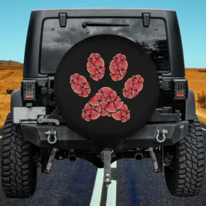 Cute Silhouette Dog Paw Watermelon Slices Spare Tire Cover No Camera Hole