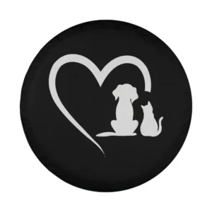 Minimalist dog puppy baby cat heart animal design for tire cover