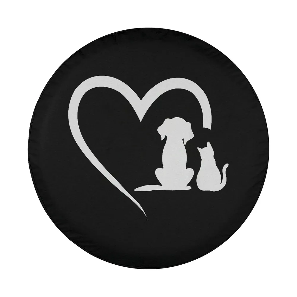 Minimalist dog puppy baby cat heart animal design for tire cover