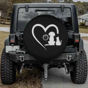 Dog puppy baby cat heart animal spare tire cover with camera hole