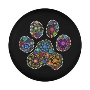 Mandala dotted paw print cat art for spare tire cover design