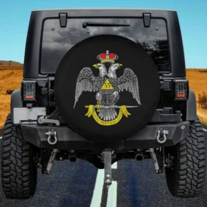 Double-headed eagle red crown 33rd degree spare tire cover no camera hole for Jeep Wrangler