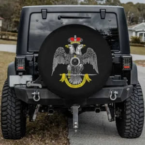 Double-headed eagle red crown 33rd degree spare tire cover with camera hole for Jeep Wrangler
