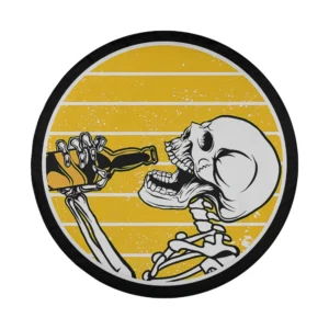 Drinking beer skull Halloween spare tire cover design close-up