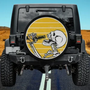 Drinking beer skull Halloween spare tire cover no camera hole