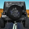 dusky skeleton flaming motorcycle hell biker spare tire cover no camera hole