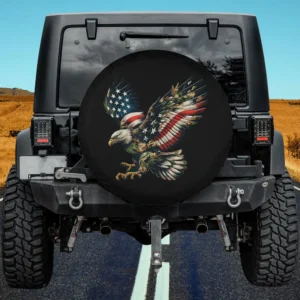 eagle camouflage american flag patriotic spare tire cover no camera hole