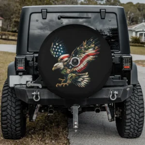 eagle camouflage american flag patriotic spare tire cover with camera hole