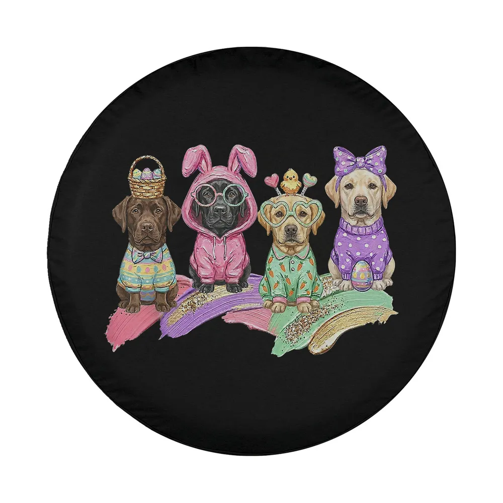 Easter bunny ears outfit Labrador Retriever dog pastel festive design illustration