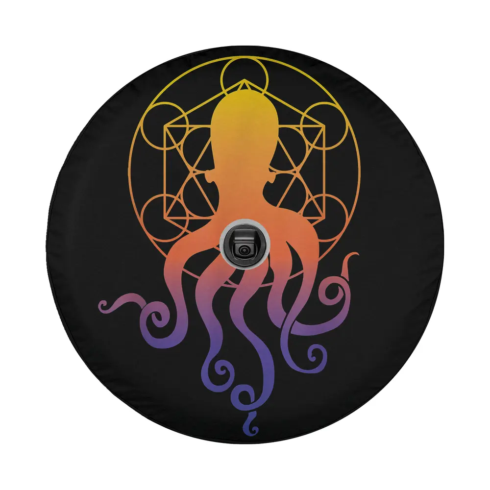 EDM electronic dance music rave kraken octopus design on spare tire cover