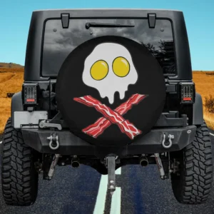eggs bacon skull cross bones halloween spare tire cover no camera hole