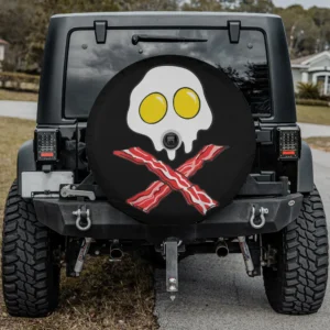 eggs bacon skull cross bones halloween spare tire cover with camera hole