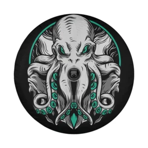 Close-up of elegant octopus character graphic design for spare tire cover
