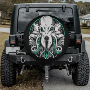 Elegant octopus character spare tire cover with camera hole on SUV