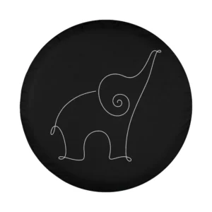 minimalist elephant line art yoga style spare tire cover design for RV Jeep SUV