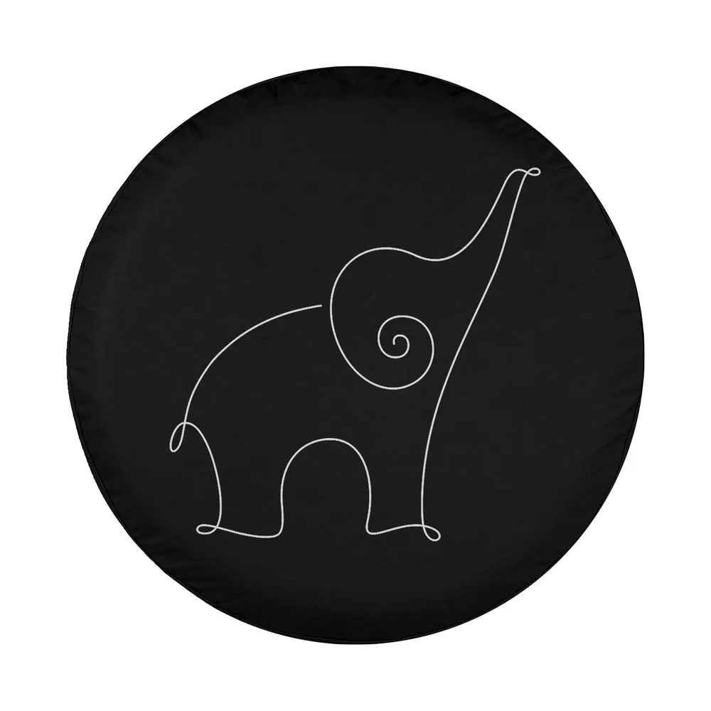 minimalist elephant line art yoga style spare tire cover design for RV Jeep SUV