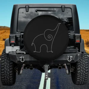 elephant line art yoga minimalist spare tire cover without camera hole for RV Jeep SUV