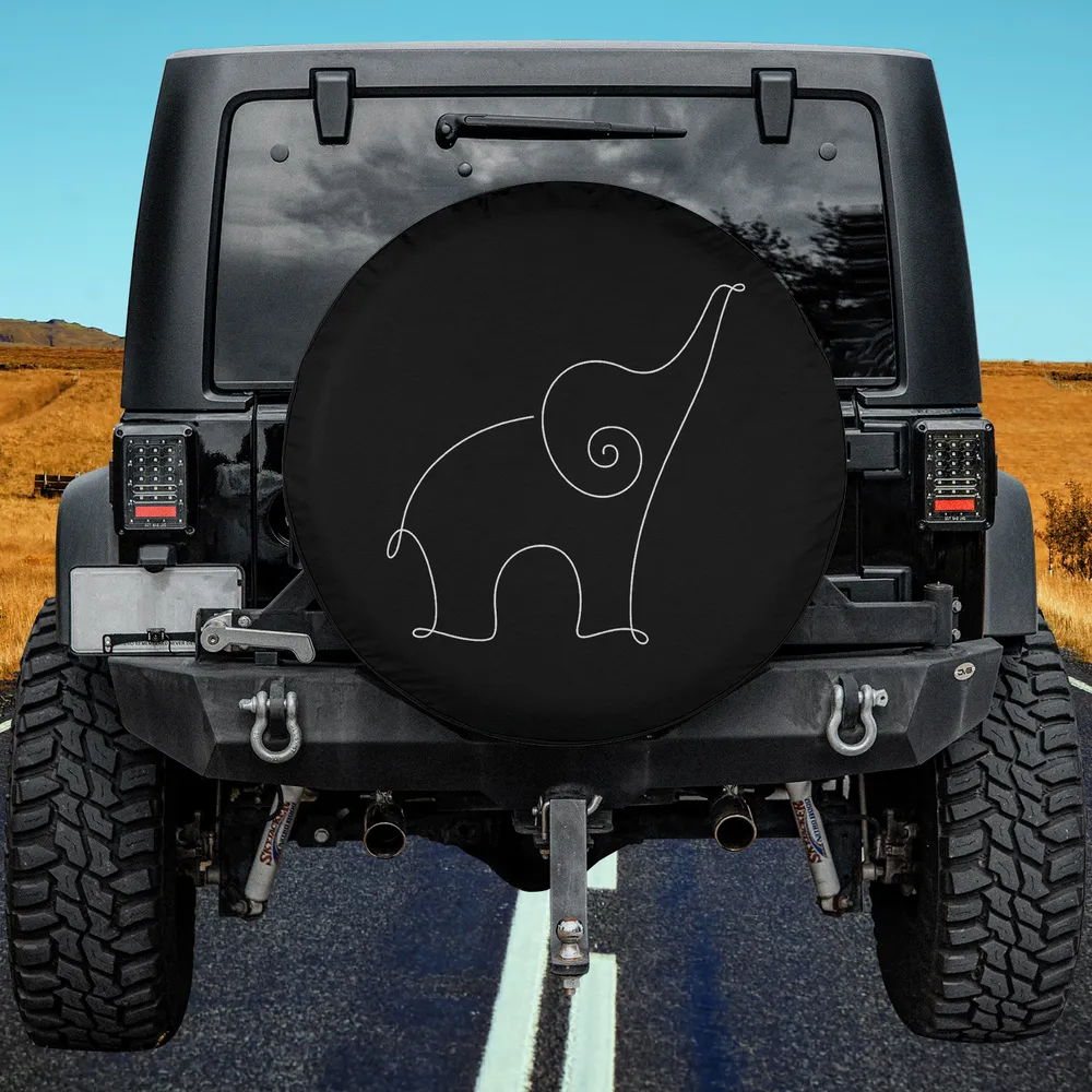 elephant line art yoga minimalist spare tire cover without camera hole for RV Jeep SUV