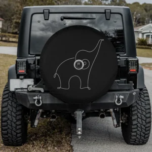 elephant line art yoga minimalist spare tire cover with camera hole for RV Jeep SUV