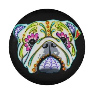 english bulldog sugar skull day of the dead tire cover design only