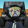 english bulldog sugar skull day of the dead spare tire cover no camera hole