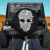 fairycore mushroom fairy skull grunge gothic spare tire cover with fairies and mushrooms, no camera hole