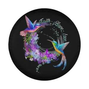 faith hope love flower hummingbird religious design with watercolor birds and floral wreath
