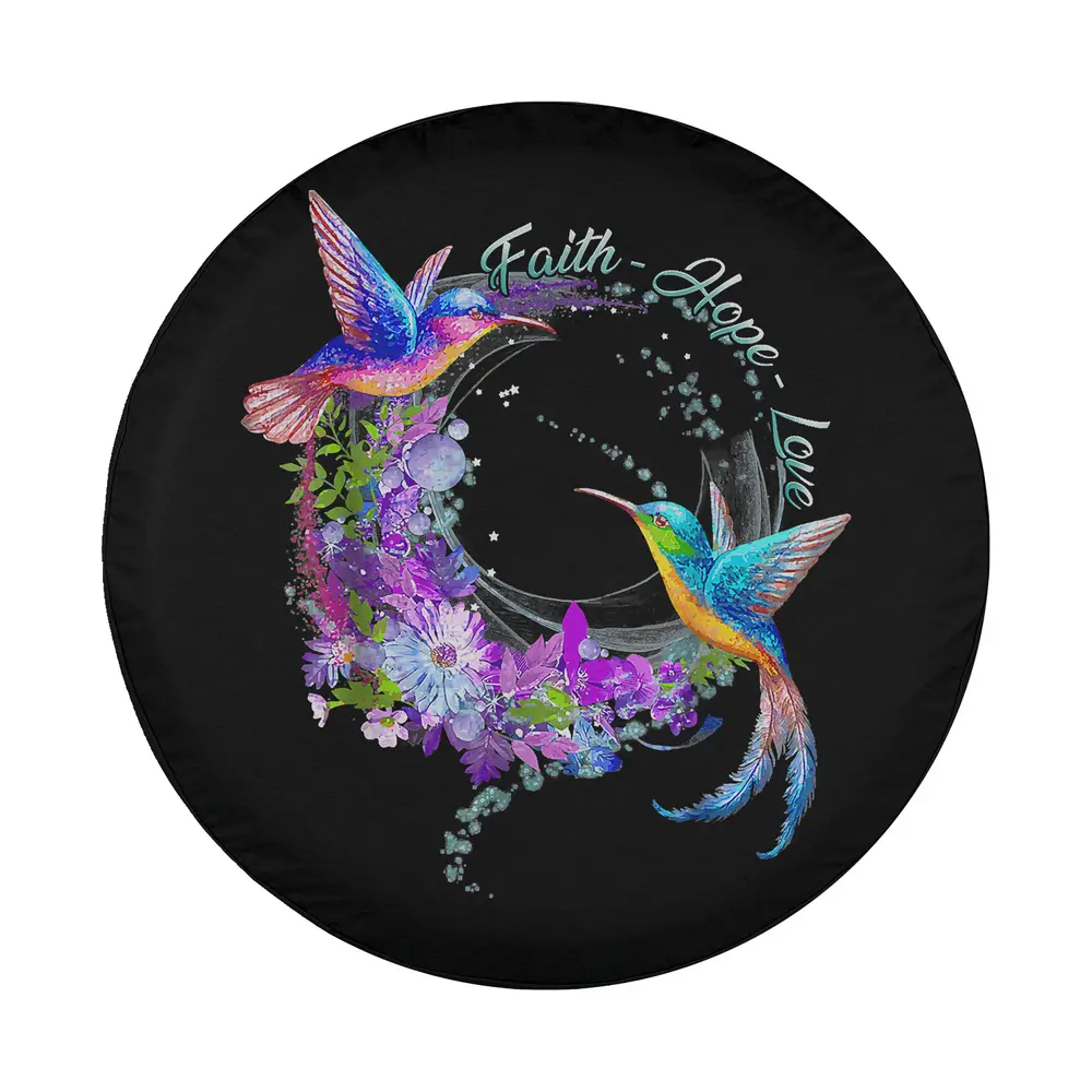 faith hope love flower hummingbird religious design with watercolor birds and floral wreath